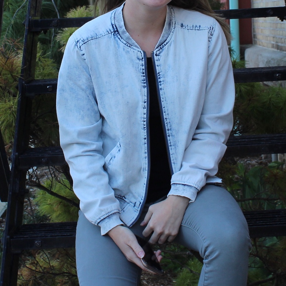 Acid Wash Bomber Jacket